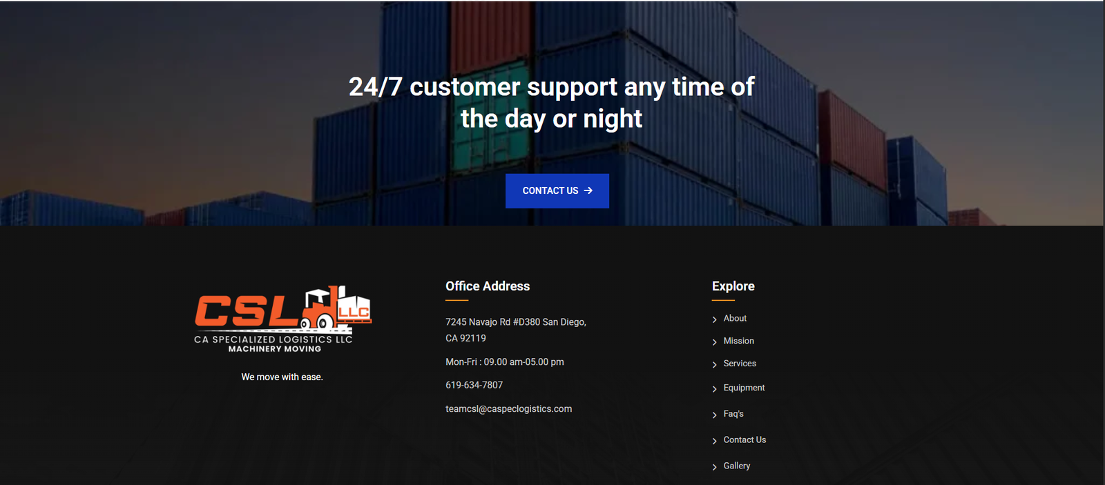 California Specialized Logistics Website